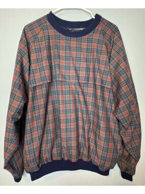 Men’s Sunderland Of Scotland Golf Rainwear Pullover Large Plaid Red Waterproof